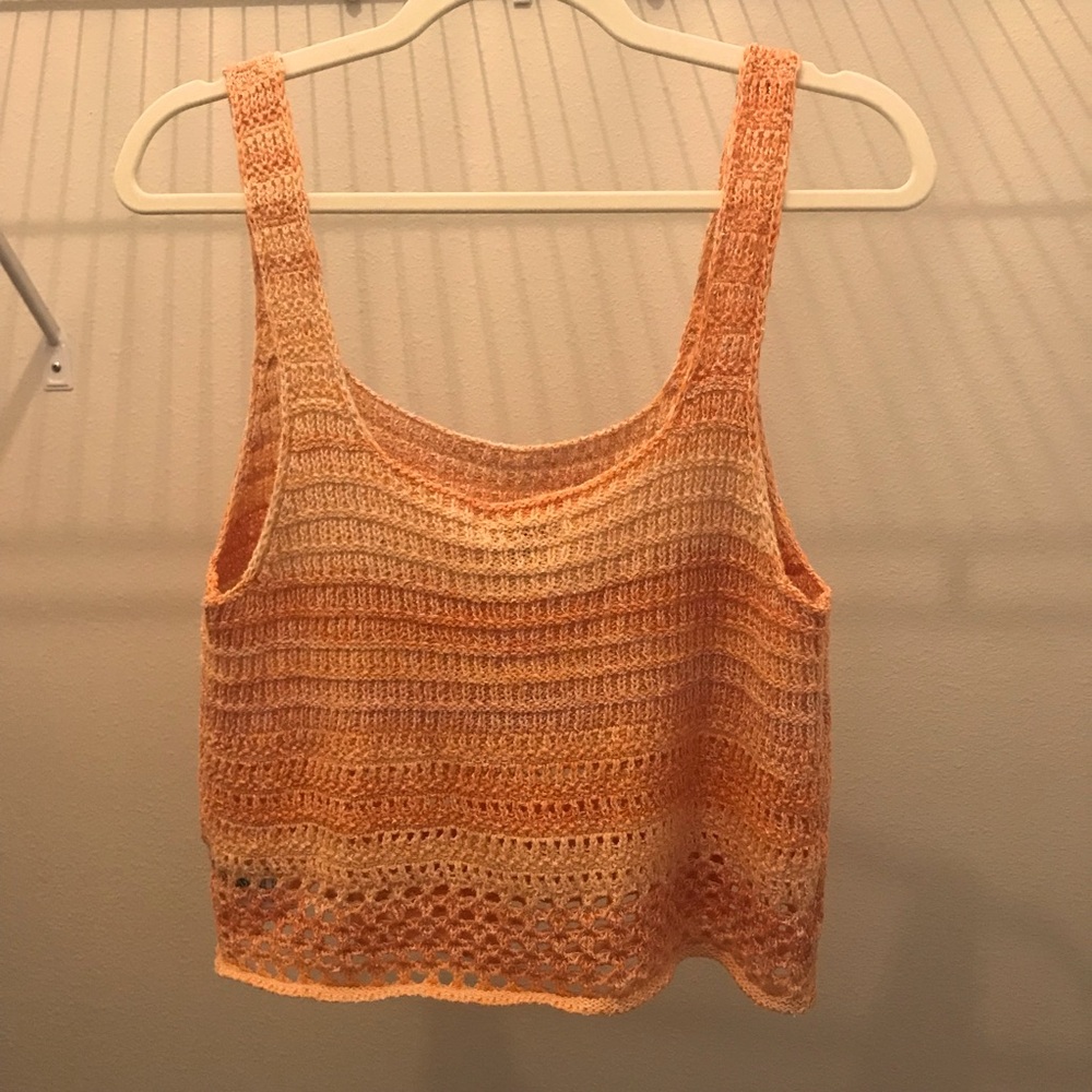 NWT American Eagle Outfitters orange Peach Crochet Tank Top size Medium